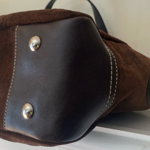 Coach Brown Suede  Leather satchel. - Picture 5 of 10